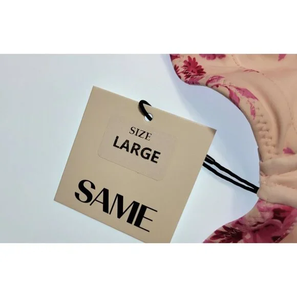 SAME LOS ANGELES BIKINY TOP LARGE WOMENS WHITE/PINk UNDERWIRE FRENCH FLORAL SWIM